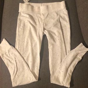 VS Cream Lounge Pants with Silver Rhinestones